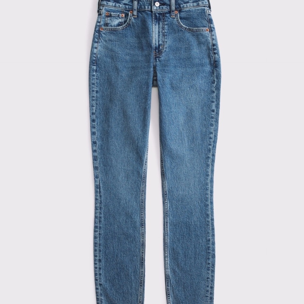 Abercrombie & Fitch High-Rise Straight-Leg Blue Jeans